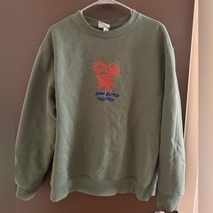 H&M Embroidered Green Sweater - Medium